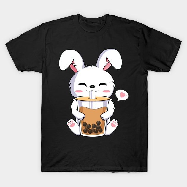 Kawaii Bunny Rabbit Drinking Boba Tea Anime T-Shirt by HCMGift